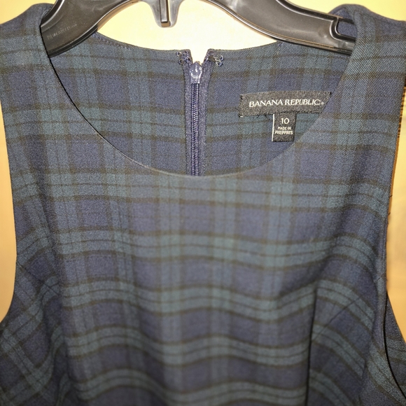 Banana Republic Navy and Forest Green Plaid Midi Dress - Picture 2 of 5